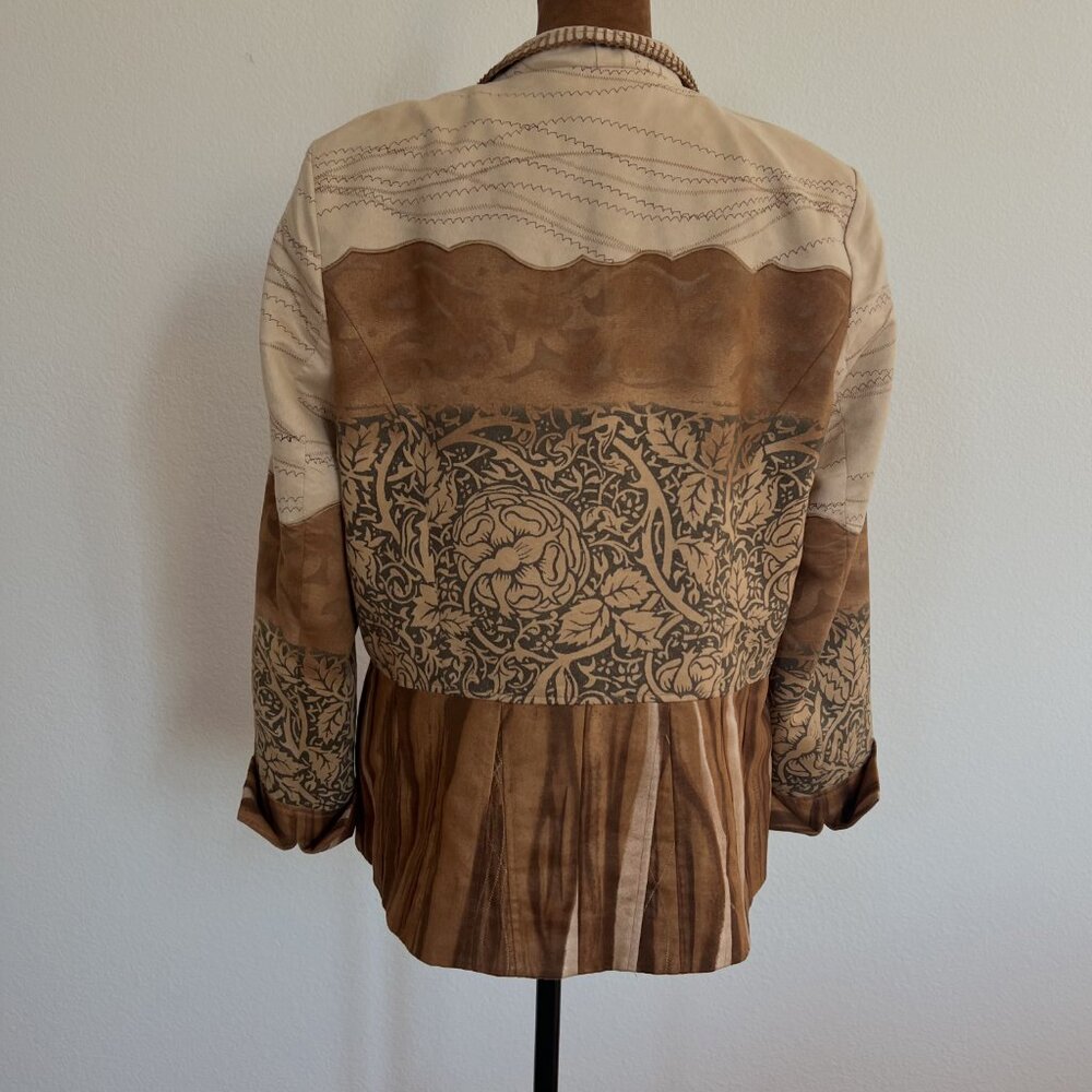 Coldwater Creek Women Size 12 Multi MixedPrint Faux Suede Contrast Stitch Jacket - Picture 5 of 14